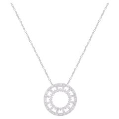 TJD 0.50 Carat Natural Diamond 14KT White Gold Circle Pendant Necklace