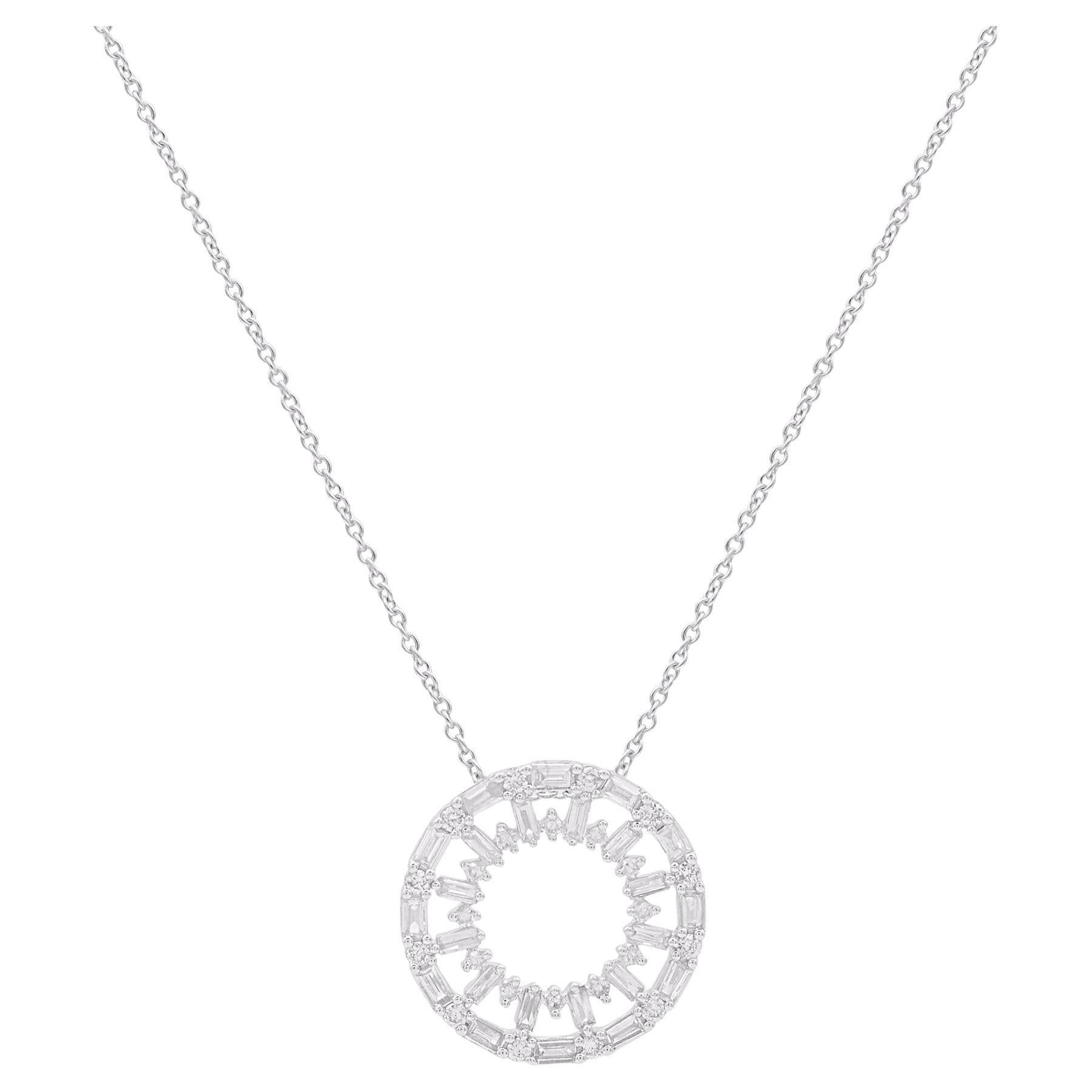 TJD 0,50 carati di diamante naturale in oro bianco 14KT Collana a cerchio