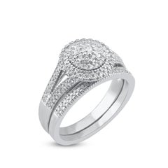 TJD 0,50 carati di diamante naturale in oro bianco 14KT stile anello da sposa vintage