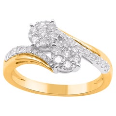TJD 0.50 Carat Natural Diamond 14KT Yellow Gold Bypass Ring