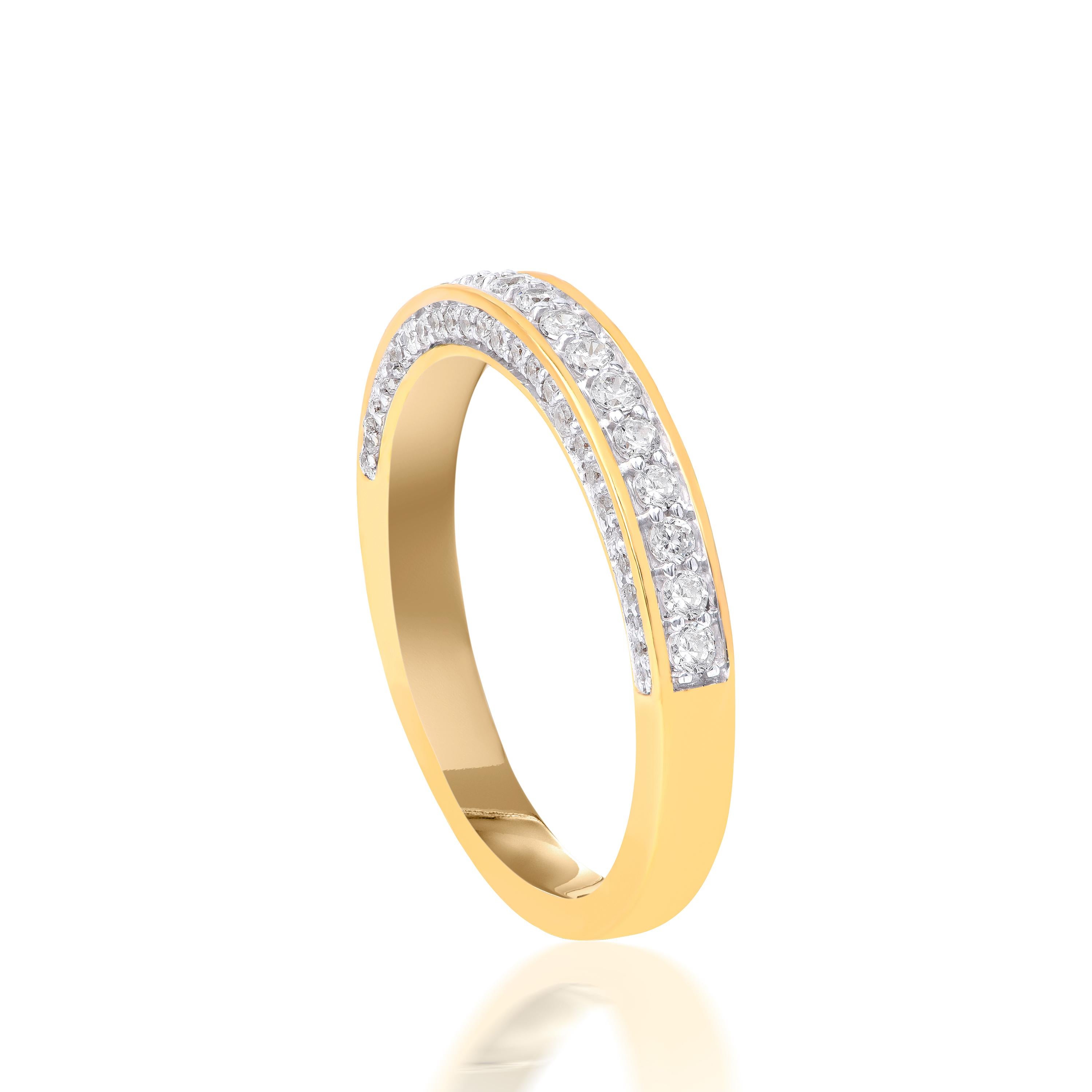 Modern TJD 0.50 Carat Natural Diamond 18 Karat Yellow Gold Anniversary/Wedding Band For Sale