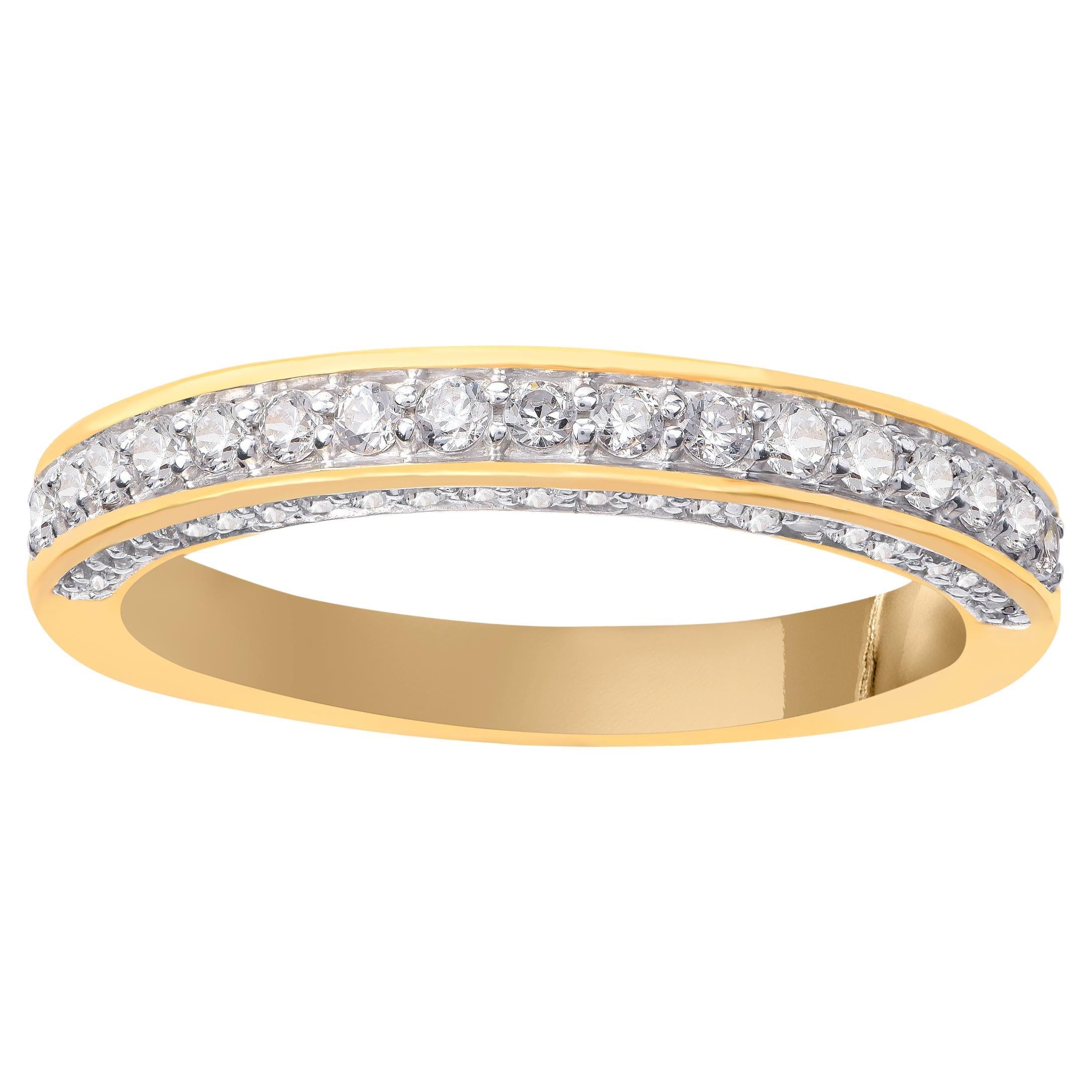 TJD 0.50 Carat Natural Diamond 18 Karat Yellow Gold Anniversary/Wedding Band