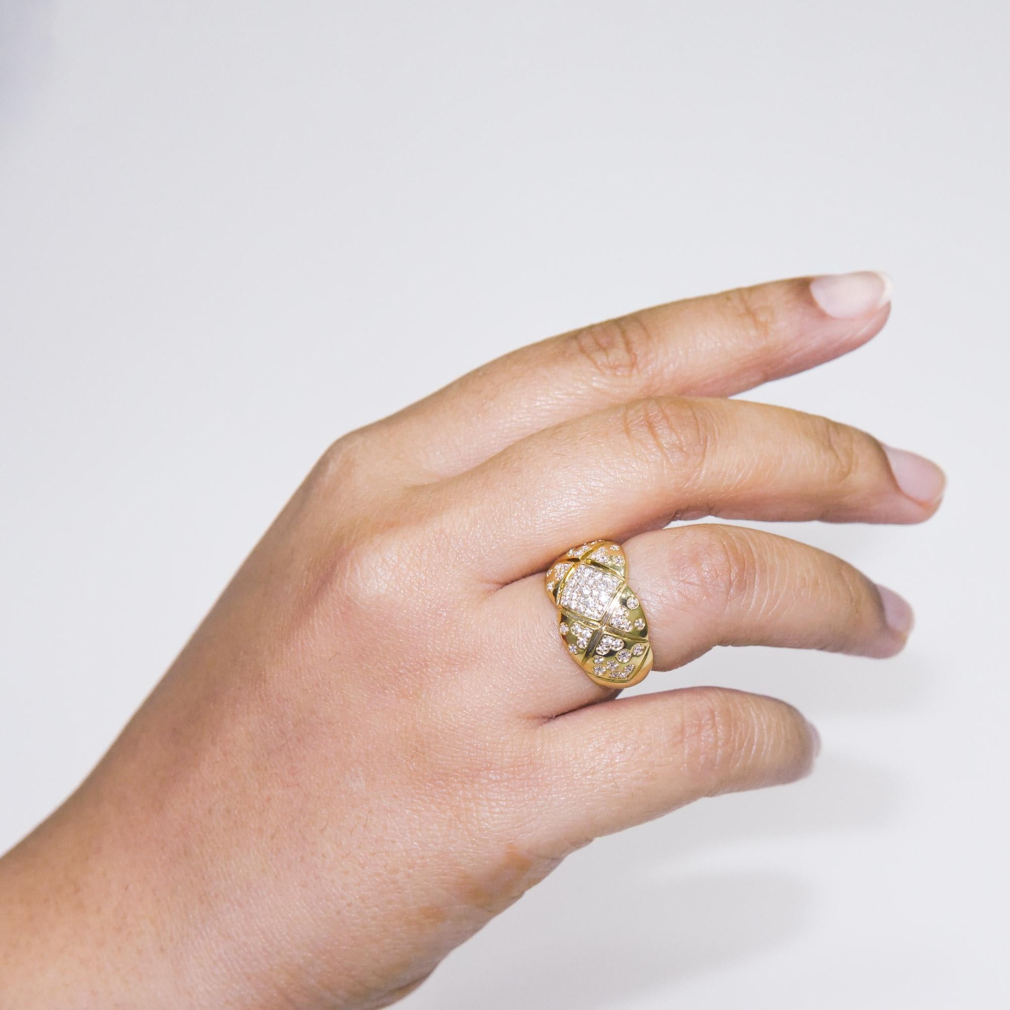 Round Cut TJD 0.50 Carat Natural Diamond 18 Karat Yellow Gold Hand Engraved Vintage Ring For Sale