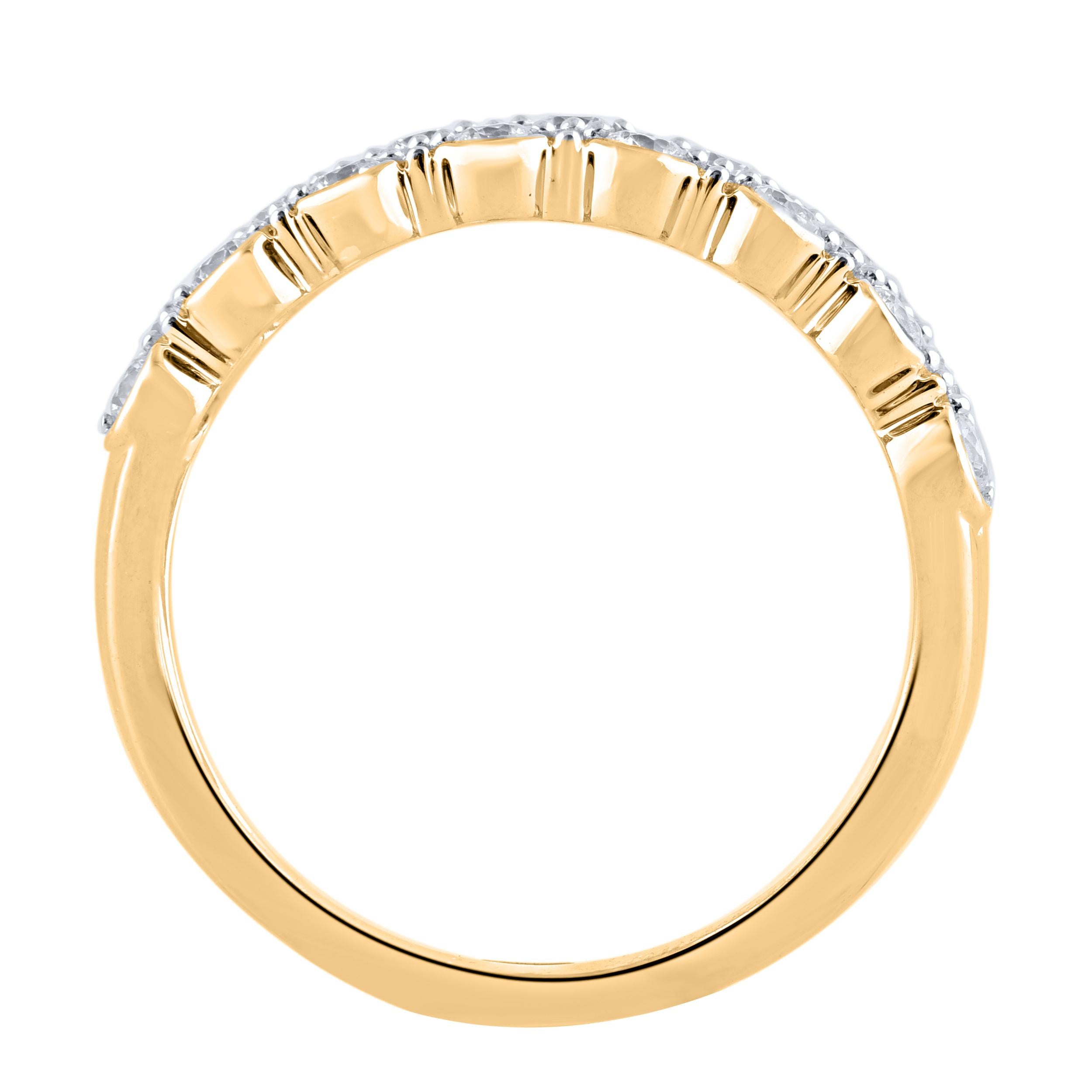 Contemporain Bague d'anniversaire TJD en or jaune 14 carats avec diamant naturel de 0,50 carat en vente