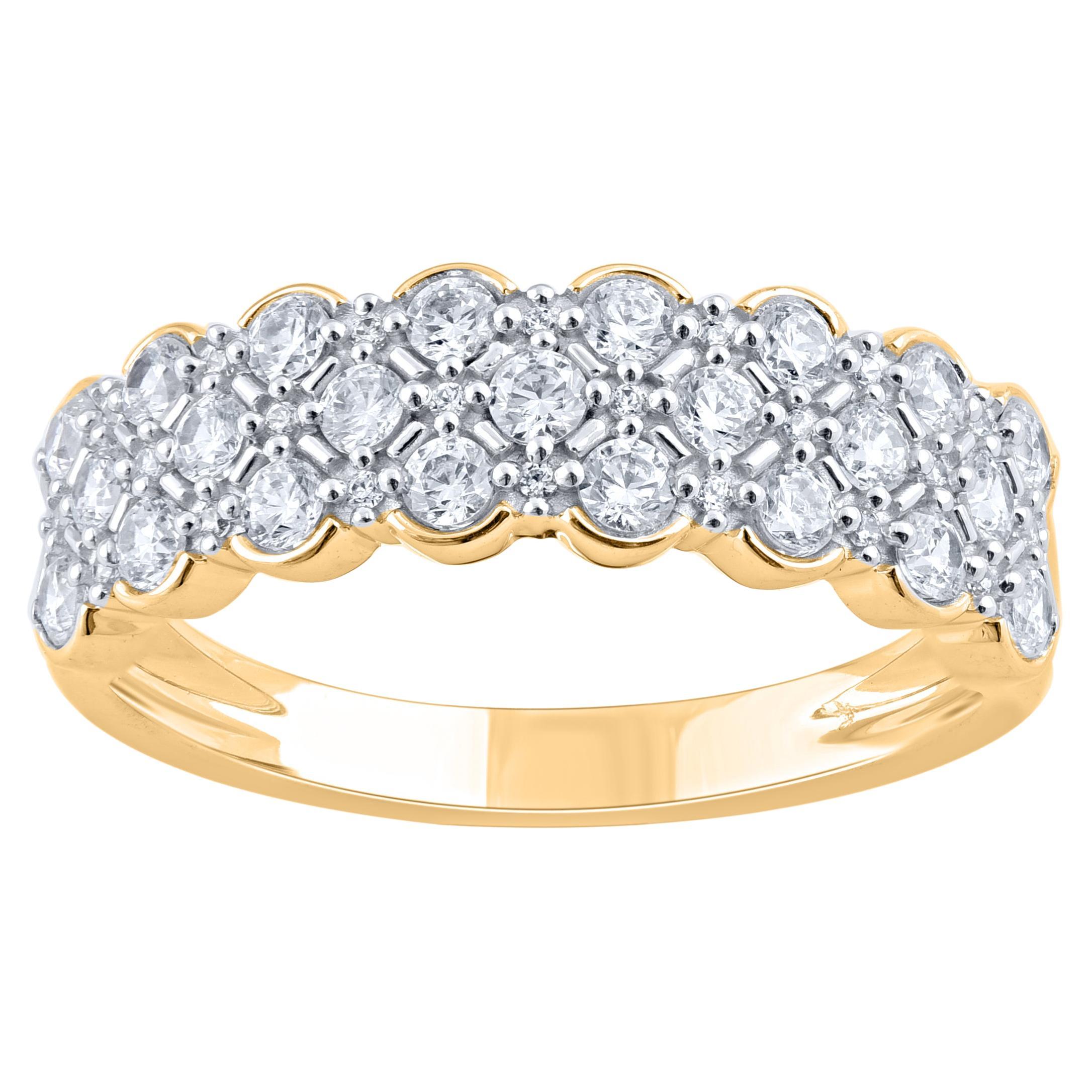 TJD 0,50 Karat natürlicher Diamant Jahrestag-Ring aus 14 Karat Gelbgold