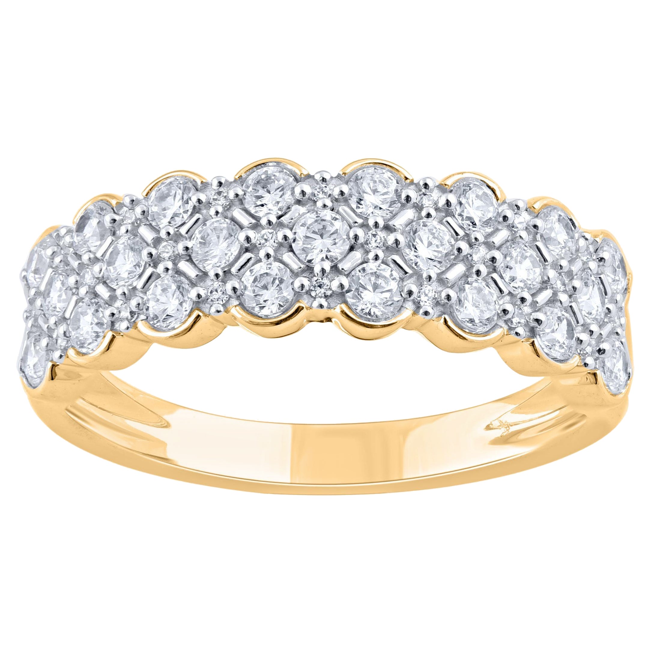 TJD 0.50 Carat Natural Diamond Anniversary Band Ring in 14 Karat Yellow Gold