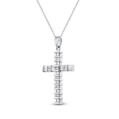 TJD 0,50 Karat natürlicher Diamant-Kreuz-Anhänger-Halskette aus 14 Karat Weißgold