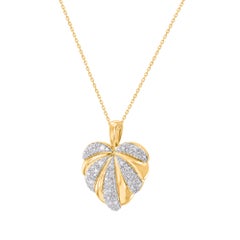 TJD Colgante Corazón de Diamante Natural de 0,50 Quilates en Oro Amarillo de 14K