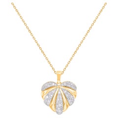 TJD Colgante Corazón de Diamante Natural de 0,50 Quilates en Oro Amarillo de 14K