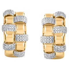 TJD 0.50 Carat Natural Diamond Huggie Hoop Earrings in 14 Karat Yellow Gold