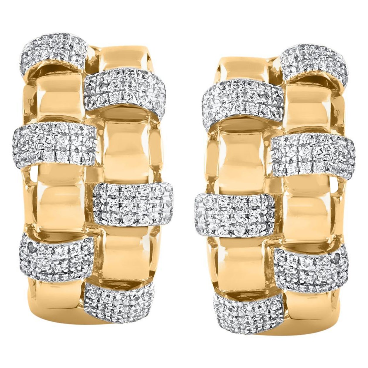 TJD 0.50 Carat Natural Diamond Huggie Hoop Earrings in 14 Karat Yellow Gold
