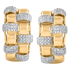 TJD 0.50 Carat Natural Diamond Huggie Hoop Earrings in 14 Karat Yellow Gold
