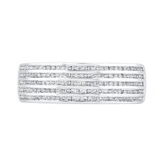 TJD 0.50 Carat Natural Diamond Multi-Row Band Ring in 14 Karat White Gold