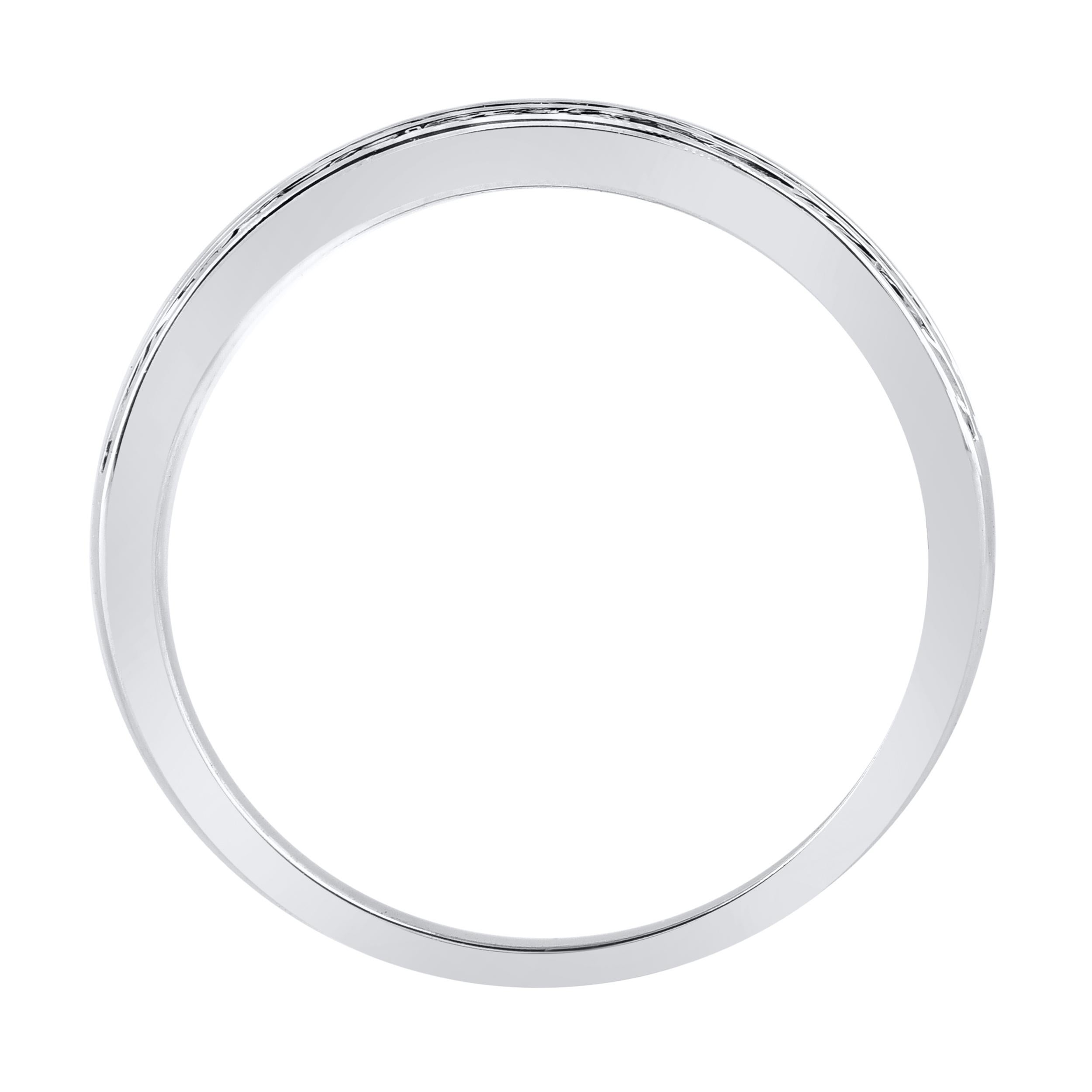 Contemporary TJD 0.50 Carat Natural Diamond Multi-Row Band Ring in 14 Karat White Gold For Sale