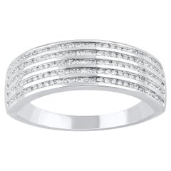 TJD 0.50 Carat Natural Diamond Multi-Row Band Ring in 14 Karat White Gold TJD 0.50 Carat Natural Diamond Multi-Row Band Ring in 14 Karat White Gold