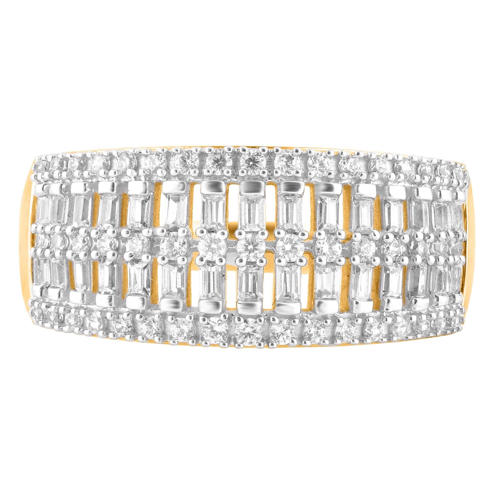 Contemporain Alliance à plusieurs rangées de diamants naturels de 0,50 carat TJD en or jaune 14 carats en vente