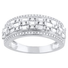 TJD 0.50 Carat Natural Diamond Wedding Band Ring in 14 Karat White Gold
