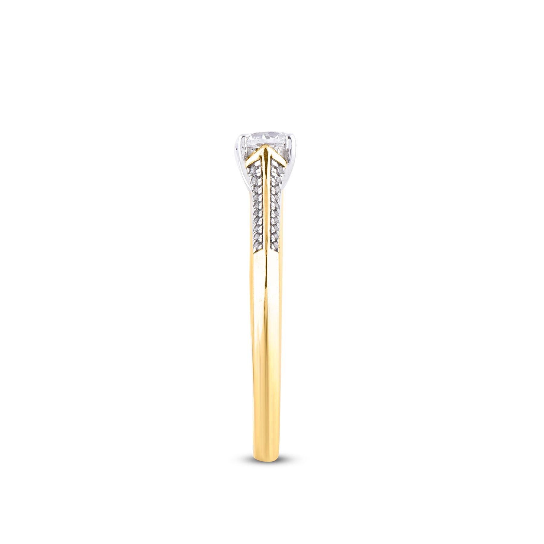 TJD 0,50 Karat natürlicher Diamant-Verlobungsring aus 14 Karat Gelbgold mit Rundschliff im Zustand „Neu“ im Angebot in New York, NY