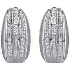 TJD 0,50 Karat natürlicher Diamant im Rundschliff 14KT Weißgold Creolen Ohrringe