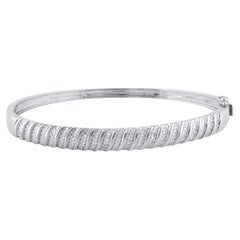 TJD Brazalete "S" de diamantes naturales talla redonda de 0,50 quilates en oro blanco de 14 quilates