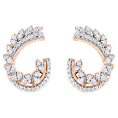 TJD Orecchini con diamante rotondo naturale da 0,50 carati in oro rosa da 14 carati