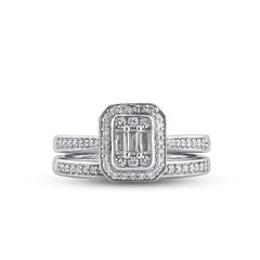 TJD 0.50 Carat Natural Round Diamond 14 Karat White Gold Bridal Ring Set