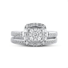 TJD 0,50 Karat natürlicher runder Diamant 14 Karat Weißgold Brautring Set