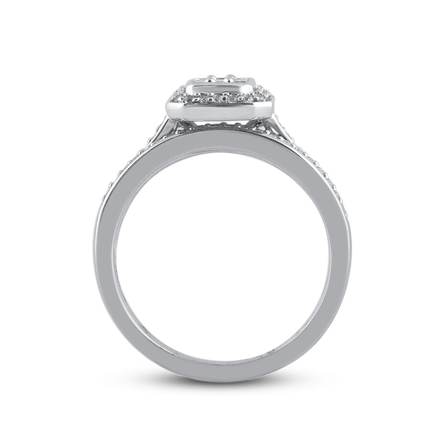 TJD 0,50 Karat natürlicher runder Diamant 14 Karat Weißgold Brautring Set im Zustand „Neu“ im Angebot in New York, NY