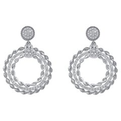 Pendants d'oreilles en or blanc 14 carats avec diamants ronds naturels de 0,50 carat TJD