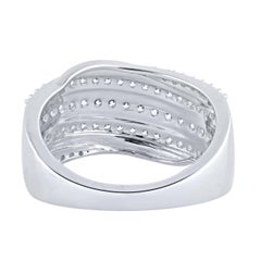 TJD 0.50 Carat Natural Round Diamond 14 Karat White Gold Wedding Band Ring