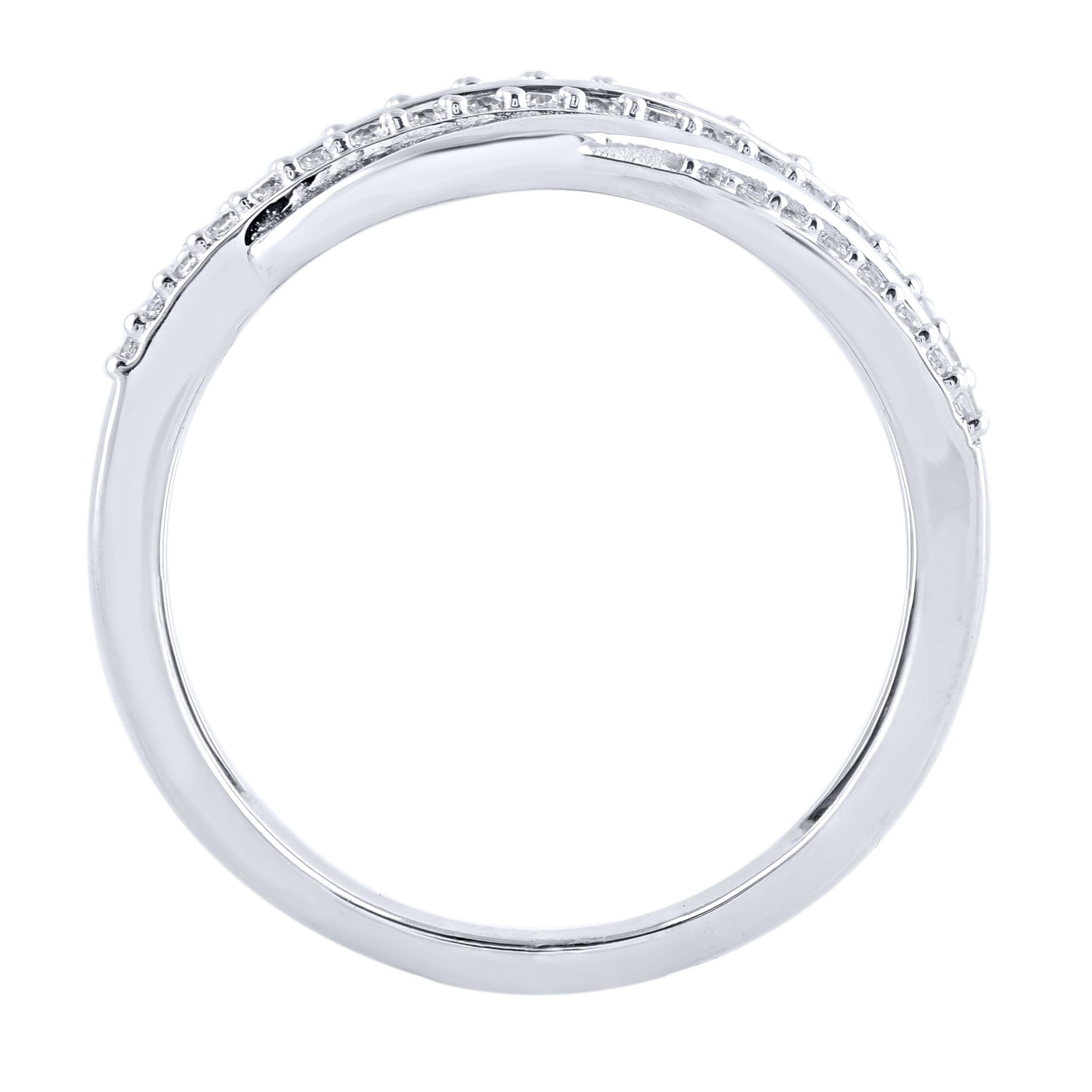 Contemporary TJD 0.50 Carat Natural Round Diamond 14 Karat White Gold Wedding Band Ring For Sale