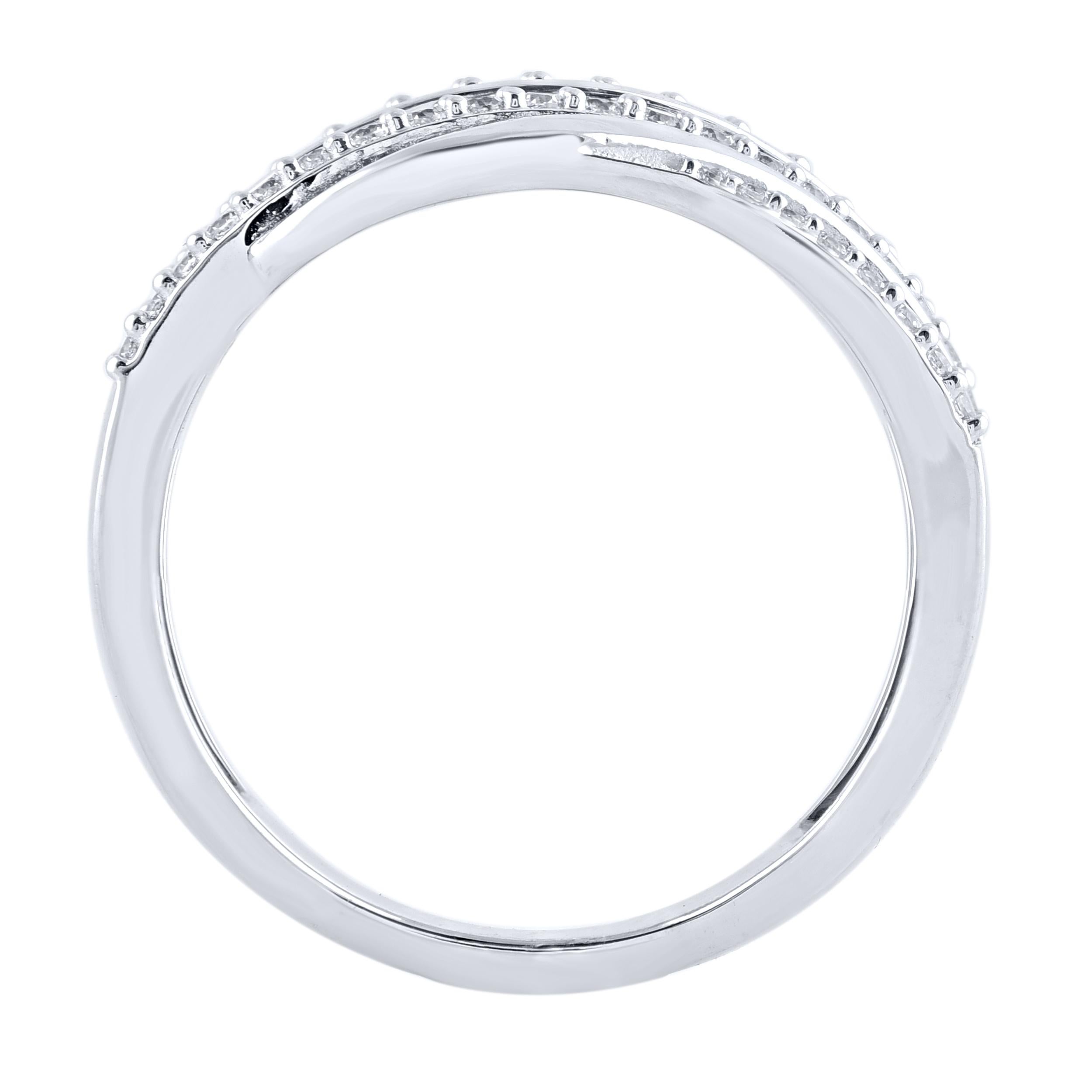 TJD 0,50 Karat natürlicher runder Diamant 14 Karat Weißgold Ehering (Zeitgenössisch) im Angebot