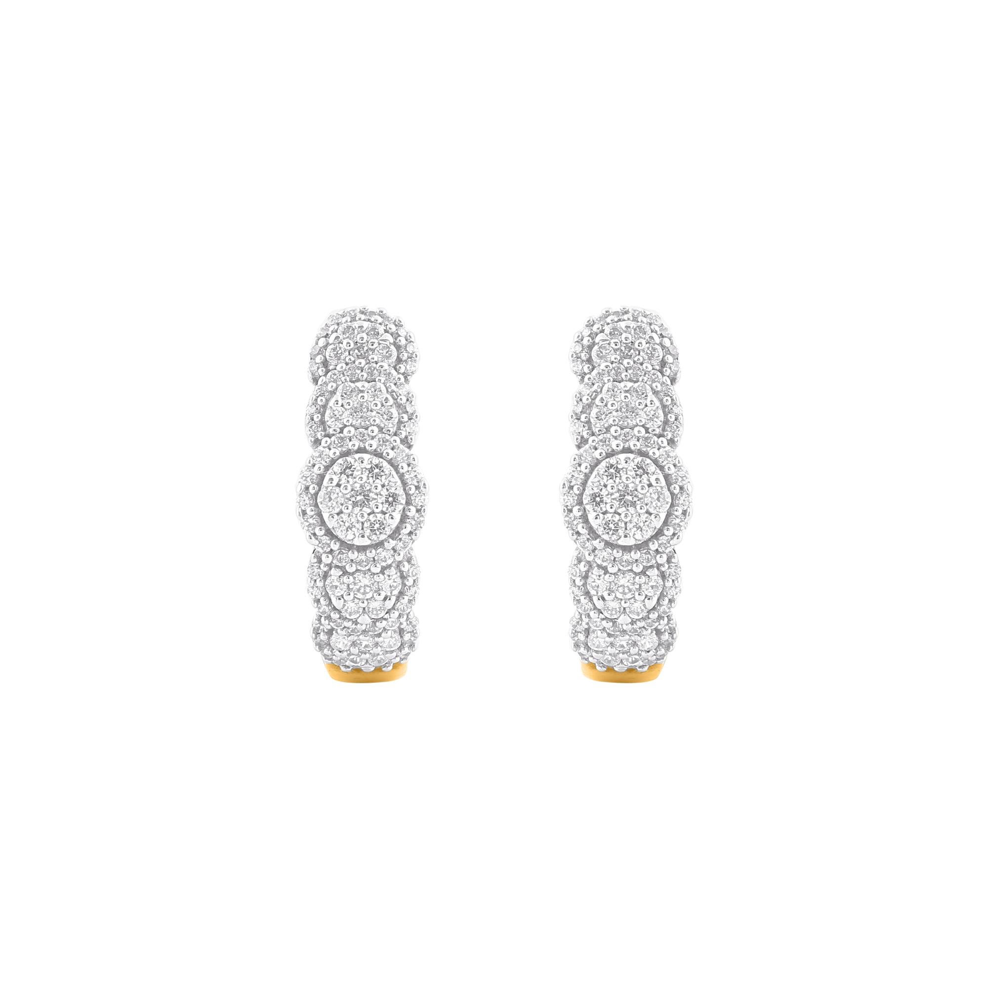 Moderne Créoles en or jaune 14 carats avec diamants ronds naturels de 0,50 carat TJD en vente