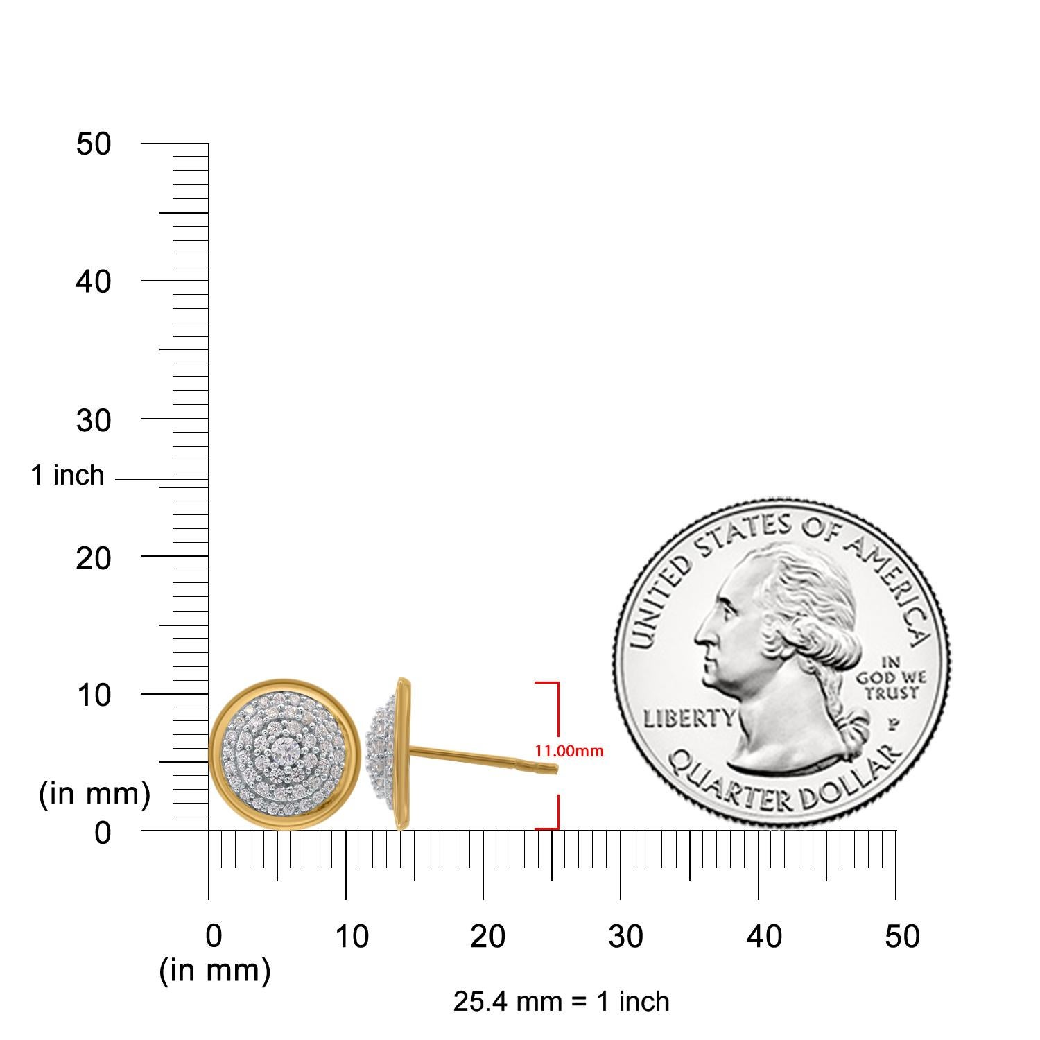 Round Cut TJD 0.50 Carat Natural Round Diamond 14 Karat Yellow Gold Stud Earring For Sale