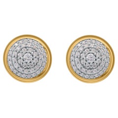 TJD 0.50 Carat Natural Round Diamond 14 Karat Yellow Gold Stud Earring