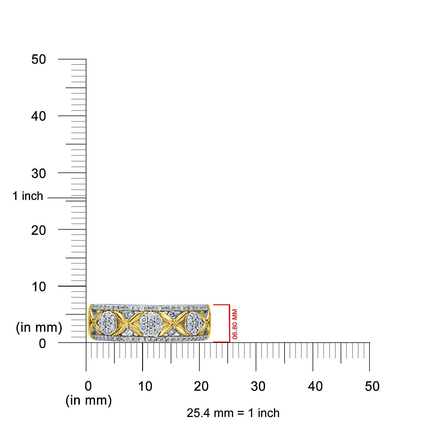 Round Cut TJD 0.50 Carat Natural Round Diamond 14 Karat Yellow Gold Wedding Band Ring For Sale