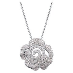 Collier pendentif rose en or blanc 14 carats avec diamants ronds naturels de 0,50 carat TJD