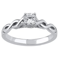 TJD 0,50 carati di diamante rotondo naturale in oro bianco 14KT Anello nuziale solitario