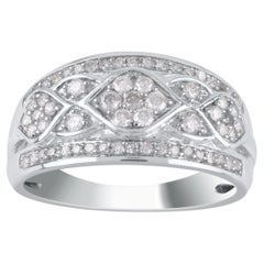 TJD 0.50 Carat Natural Round Diamond 14KT White Gold Wedding Band Ring