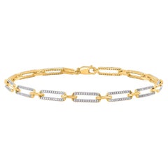 Bracelet à maillons en or jaune 18 carats avec diamants ronds naturels de 0,50 carat TJD