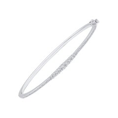 TJD 0.50 Carat Natural Round Diamond Bangle Bracelet in 14KT White Gold