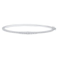 TJD 0.50 Carat Natural Round Diamond Bangle Bracelet in 14KT White Gold