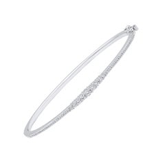 TJD 0.50 Carat Natural Round Diamond Bangle Bracelet in 18KT White Gold