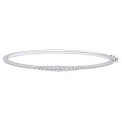 TJD 0.50 Carat Natural Round Diamond Bangle Bracelet in 18KT White Gold