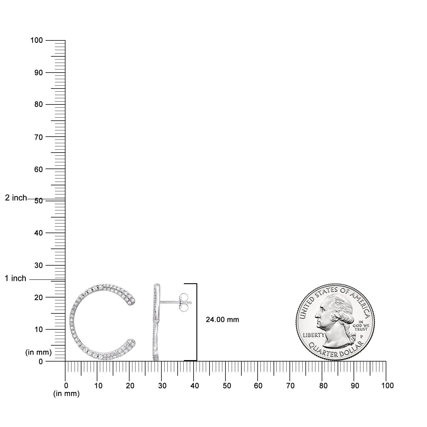Art Déco TJD Orecchini a cerchio con diamanti tondi naturali da 0,50 carati in oro bianco 14 carati in vendita