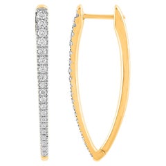TJD 0,50 Karat natürliche runde Diamant-Creolen aus 14KT Gelbgold