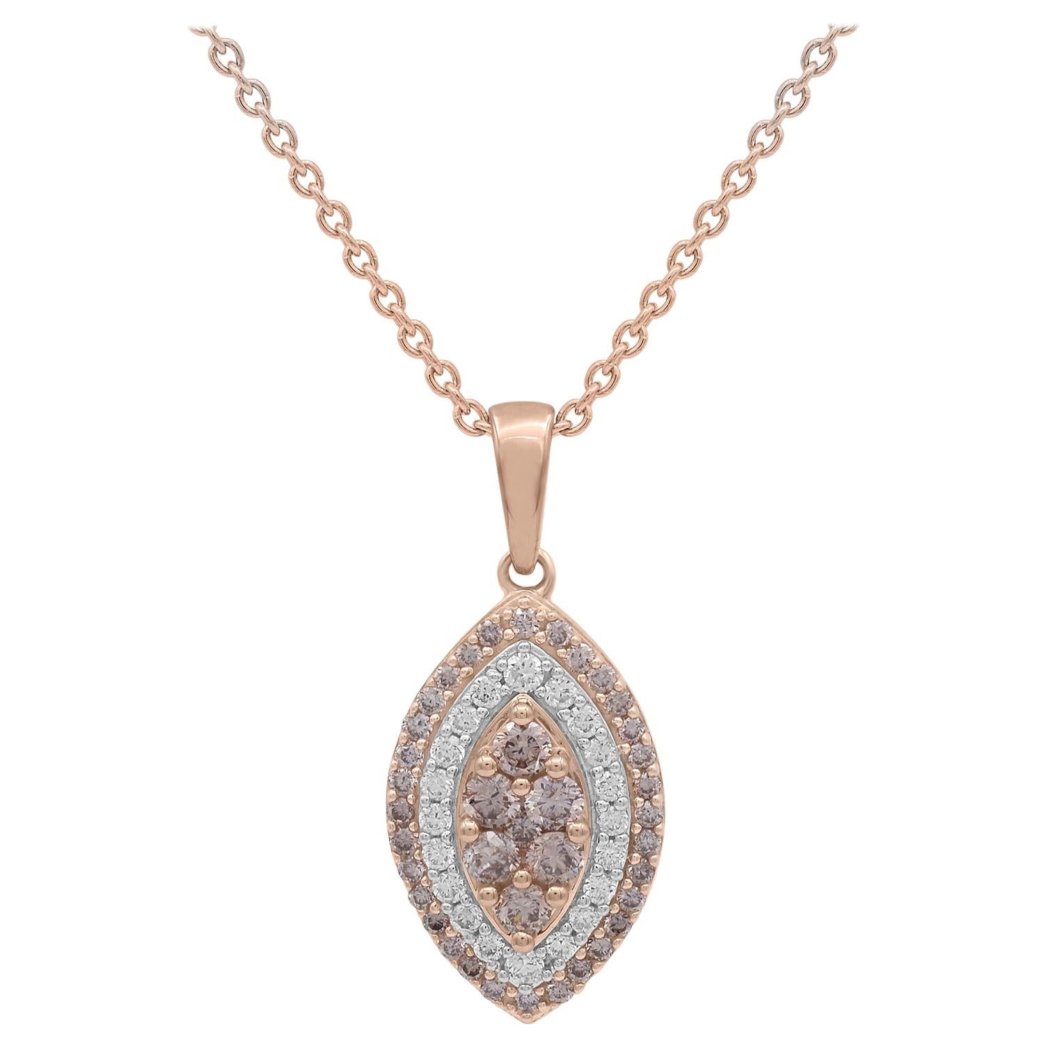 PINK CAVIAR0 0.054ct Pink Diamond Pendant in 9ct White & Rose Gold