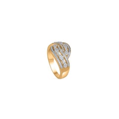 TJD 0.50 Carat Round and Baguette Diamond 10 Karat Yellow Gold Bypass Ring