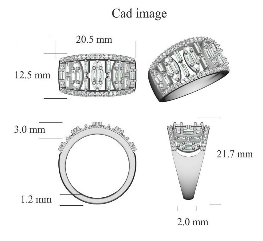 Mit der perfekten Mischung aus Glamour und Schlichtheit passt dieser Designer-Diamant-Hochzeitsring mühelos zu jedem Anlass. Der Ring ist aus 14-karätigem Gold in Weiß-, Rosé- oder Gelbgold gefertigt und verfügt über runde Brillanten 52 und Baguette