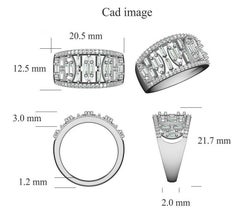 TJD 0,50 Karat runder und Baguette-Diamant 14 Karat Weißgold Ehering